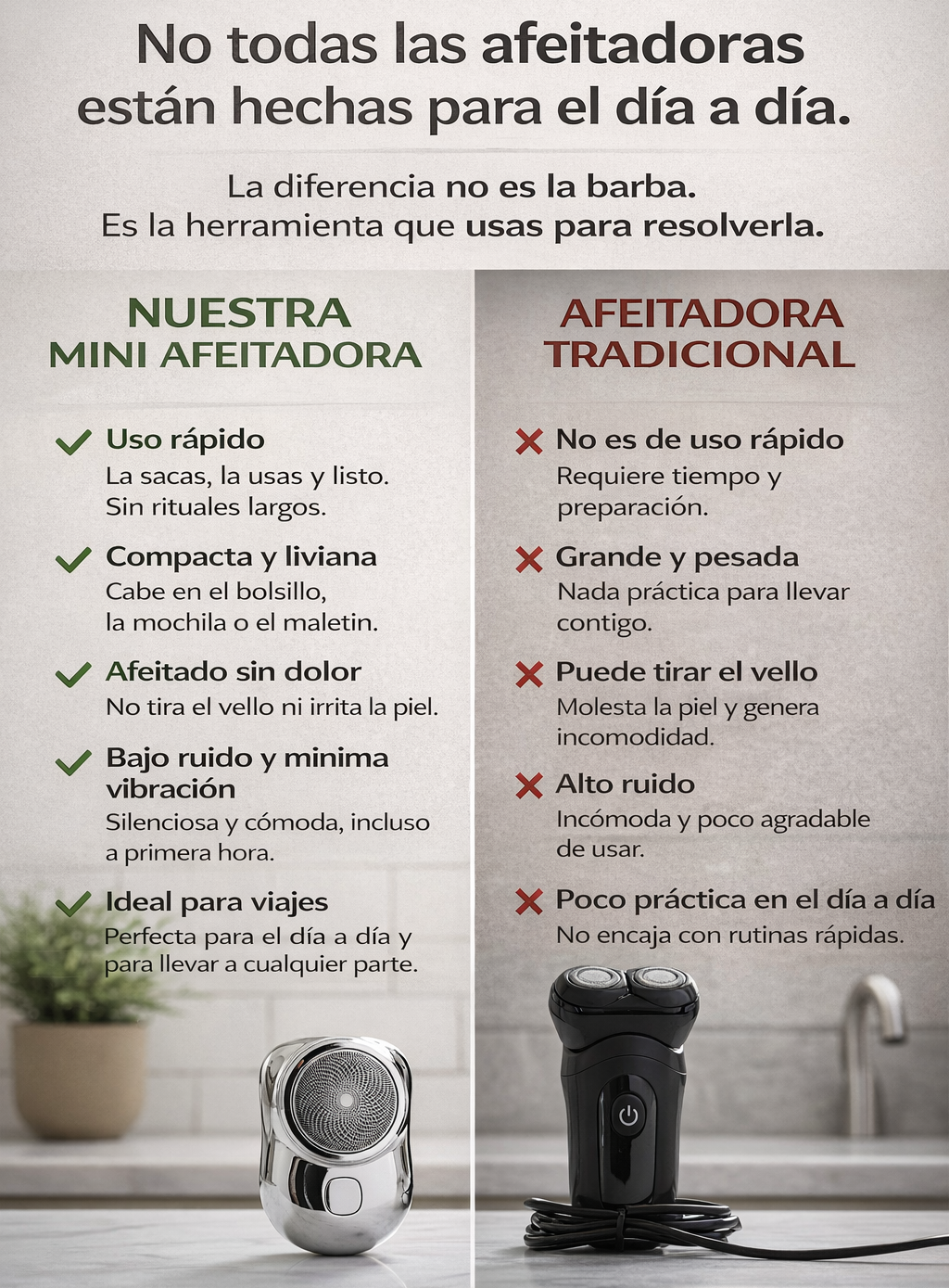 AquaGlide™ - Afeitado suave con carga rápida